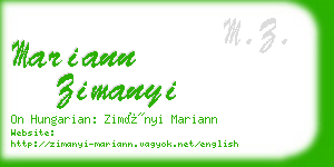 mariann zimanyi business card